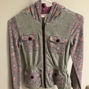 Matilda Jane 435 size 10Gray and Pink Floral Hoodie Jacket